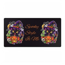 Halloween Cat Desk Mat Witch Cat & Pumpkin Gaming Mouse Pad picture