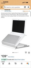 Humanscale L6 Silver Aluminum Laptop Stand Adjustable 360° Swivel for 15-16