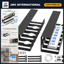 2 Pack Metal Under Desk Cable Management Tray, Black U Channel Organizer, Tidy C picture