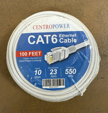 CENTROPOWER Cat6 Ethernet Cable 100 ft White RJ45 Gold Plated picture