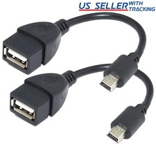 2 X Mini USB Male to USB 2.0 Female Host OTG Adapter Cable picture