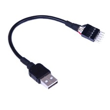 9-Pin USB Motherboard Male Header to Single 2.0 Type A Cable Black picture