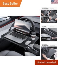 Stylish Carbon Fiber Look 2-in-1 Car Steering Wheel Tray & Gap Filler Organizer picture