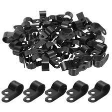 Nylon Plastic Cable Clamps 1/2 Inch, 200 Pcs R-Type Cable Clips, Black picture