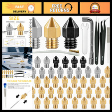 50 Pcs 3D Printer Nozzles Set - Hardened Steel, Brass, High Temp, Wear Resistant picture
