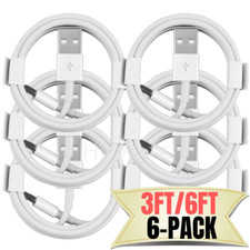 6 Pack 3/6Ft USB Fast Charger Cable Lot For Apple 12 11 XR 8 iPad Charging Cord picture