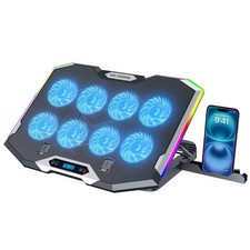 RGB Gaming Laptop Cooling Pad with 8 Fans, Adjustable Height, USB Ports & Phone picture