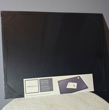 Realspace Executive Desk Pad w/ Corner Slots, Plain Black 19 x 24 in picture