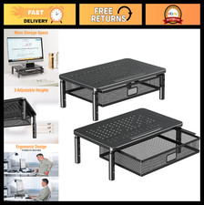 2 Pack Adjustable Monitor Stand Riser with Metal Drawer & Storage for Home Offic picture