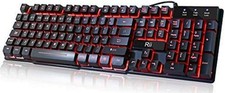 Large Print Letters Computer Keyboard LED Lighted White Backlit Full Size Key picture
