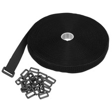 Hook and Loop Straps 0.8 in x 33 Ft with 50pcs Plastic Buckle Cord Ties Black picture