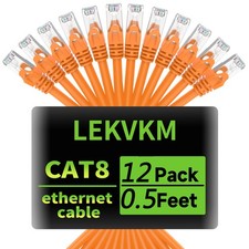 12 PCS Orange 0.5 Ft Cat8 Ethernet Cable S/FTP Shielded LAN Network 40Gbps picture