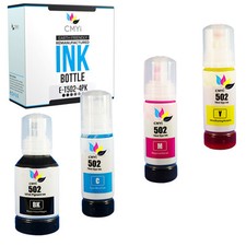 4 PK Replacement Ink Bottles for Epson 502 Fits EcoTank ET 15000 4760 2850 4850 picture