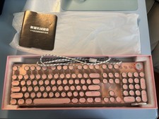 Xinmeng KB1000 Pink Mechanical Gaming Keyboard Retro Typewriter RGB Backlit Wire picture