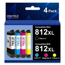 4Pack 812XL Ink Cartridge for Epson T812XL Ink WF-7840 WF-7820 WF-7310 EC-C7000 picture