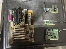 Vintage Abit BE6 Slot 1 Motherboard + Pentium III 450 + 768mb + Cards READ picture