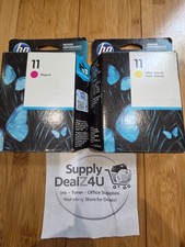 HP 11 Yellow & Magenta Ink C4838A C4837A OEM Original Sealed Boxes DesignJet 11 picture