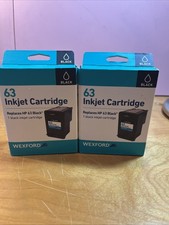 NEW WEXFORD 63 Inkjet Cartridge Black Replaces HP 63 OEM F6U62AN Lot Of 2 picture