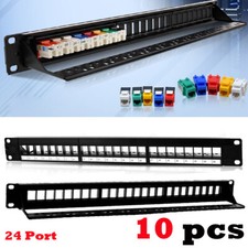 10X 24-Port Keystone Jack Blank Patch Panel Plate Cat5e Cat6 RJ45 19