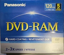 Panasonic DVD RAM Disc 120 MIN 4.7 GB 5 Pack LM-AF120LU5; Brand New Lot of 2 picture