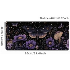 Large Gaming Mouse Pad Featuring a Gothic Moth Fantasy Design with Purple Mush picture