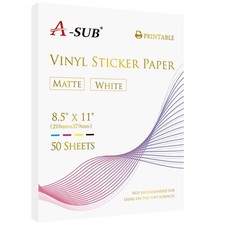 A-SUB Printable Vinyl Sticker Paper for Inkjet Waterproof Matte White 50-200 PK picture