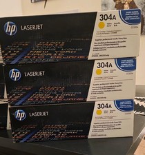 New Genuine OEM HP 304A Yellow Toner Cartridge CC532A Factory Sealed picture