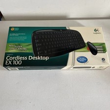 NEW Logitech EX100 BLACK Cordless Desktop Computer Keyboard & Mouse Set picture