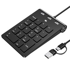 18 Key Wired Numeric Keypad with 3 Port USB 2.0 Hub, USB C & USB A Slim Porta... picture
