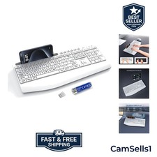 Large Print Wireless Keyboard, Full Size Cordless Computer Keyboard with Phon... picture