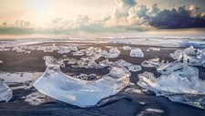 Landscape nature ice beach clouds sunlight Custom Gaming Mat Desk picture
