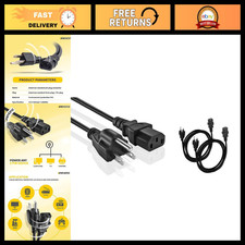 25ft Universal 3 Prong AC Power Cord - Replacement Cable for PC, Monitor, Printe picture