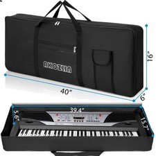Padded 61-Key Keyboard Case - Stylish Gig Bag with Adjustable Straps and Pockets picture