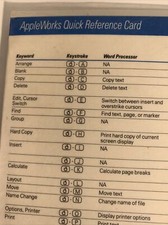 AppleWorks quick reference card for Apple II computer, Laminated Good Condition picture