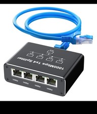 Ethernet Splitter 1 to 4 Gigabit RJ45 with 4.92ft Cat6 Cable USB Power picture