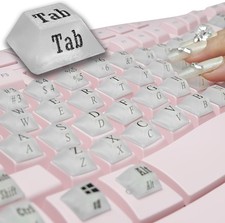 80PCS PC Keyboard Stickers for Long Nails Typing Gaming Translucent Alphanumeric picture