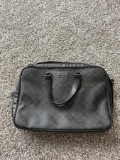 Coach Black Leather Logo Briefcase Laptop Bag 15in Inner Pockets F59141  picture