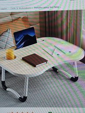 Portable Laptop Bed Table With Cupholder Multifunctional Tray Holder Card... picture