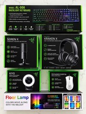 Razer Gaming Streaming Bundle Kiyo Seiren X Kraken X DeathAdder Keyboard Lamp picture