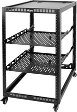 20U Open Frame Network Rack for IT & AV Gear, 4-Post with Casters, Mobile with 2 picture