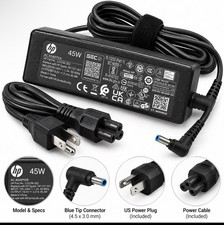 New HP Original 45W Laptop Charger AC Adapter 19.5V 2.31A Blue Tip w/ P Cord picture