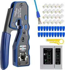 RJ45 Crimp Tool Kit Pass Thru Ethernet Crimper for Cat5e Cat6 Cat6a 8P8C Modular picture