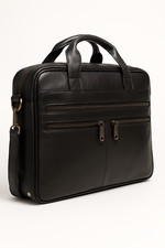 Black Leather Laptop Bag – Genuine Leather Office Briefcase & Travel Shoulder picture