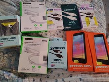 Lot Misc USB cables for I phone & android+2 glass screen protectors for I phone picture