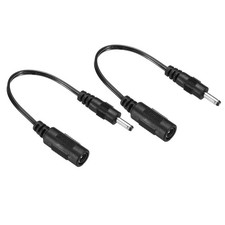 2Pcs DC 5.5x2.1mm Female to 3.5x1.35mm Male Extension Cable Adapter Cord Black picture