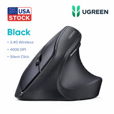 UGREEN M571 Vertical Wireless Mouse 2.4G Ergonomic 4000 DPI Silent USB Black picture
