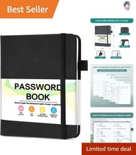 Password Keeper Book with Alphabetical Tabs Compact Password Notebook Black picture