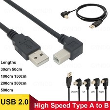 0.3M 0.5M 1M 2M 3M 5M USB 2.0 Cable Printer Lead A TO Male High Speed 90° Angle picture