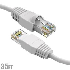 35FT Cat6A RJ45 Network LAN Ethernet Cable UTP Copper Wire Gold 24AWG White picture