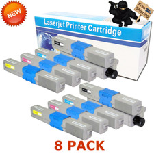 8 PK BLACK COLOR Toner Cartridge Set for Oki C330 C530 MC361 MC561 MC890 MC950 picture